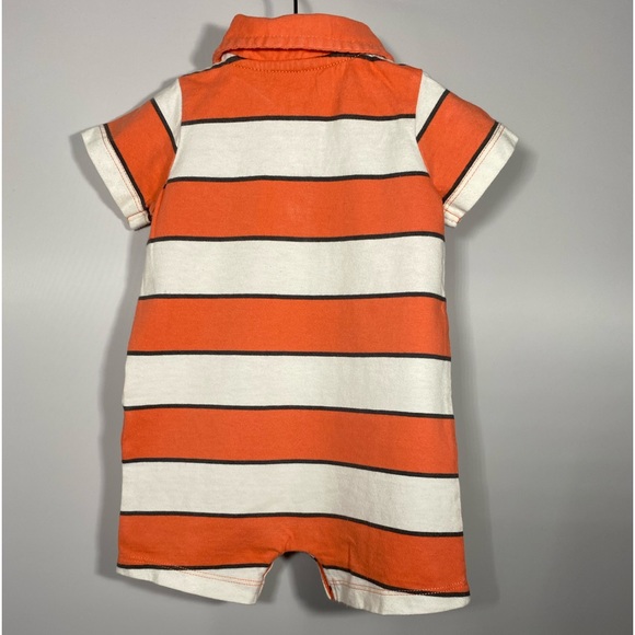 Carter's Striped Orange White Shark Jersey Romper size 9 Months - Picture 2 of 6